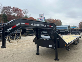 New 2024 Iron Bull Hydraulic Dovetail Gooseneck Trailer / 102" Wide x 32' Long / 2-10,000# Electric Brake Axles / 9' Hydraulic Dovetail / Dual Hydraulic Jacks