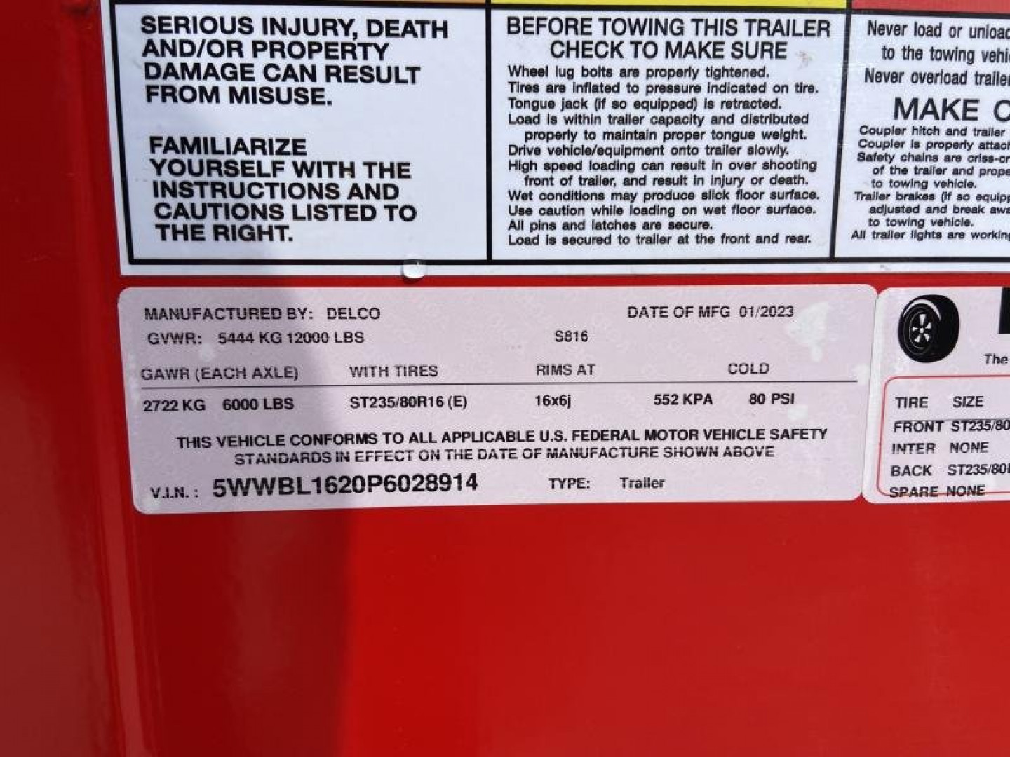 New Delco 6ft 8in X 16ft Livestock Trailer