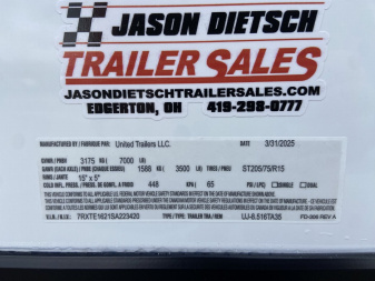 New United UJ 16' V-Nose Enclosed Cargo Trailer