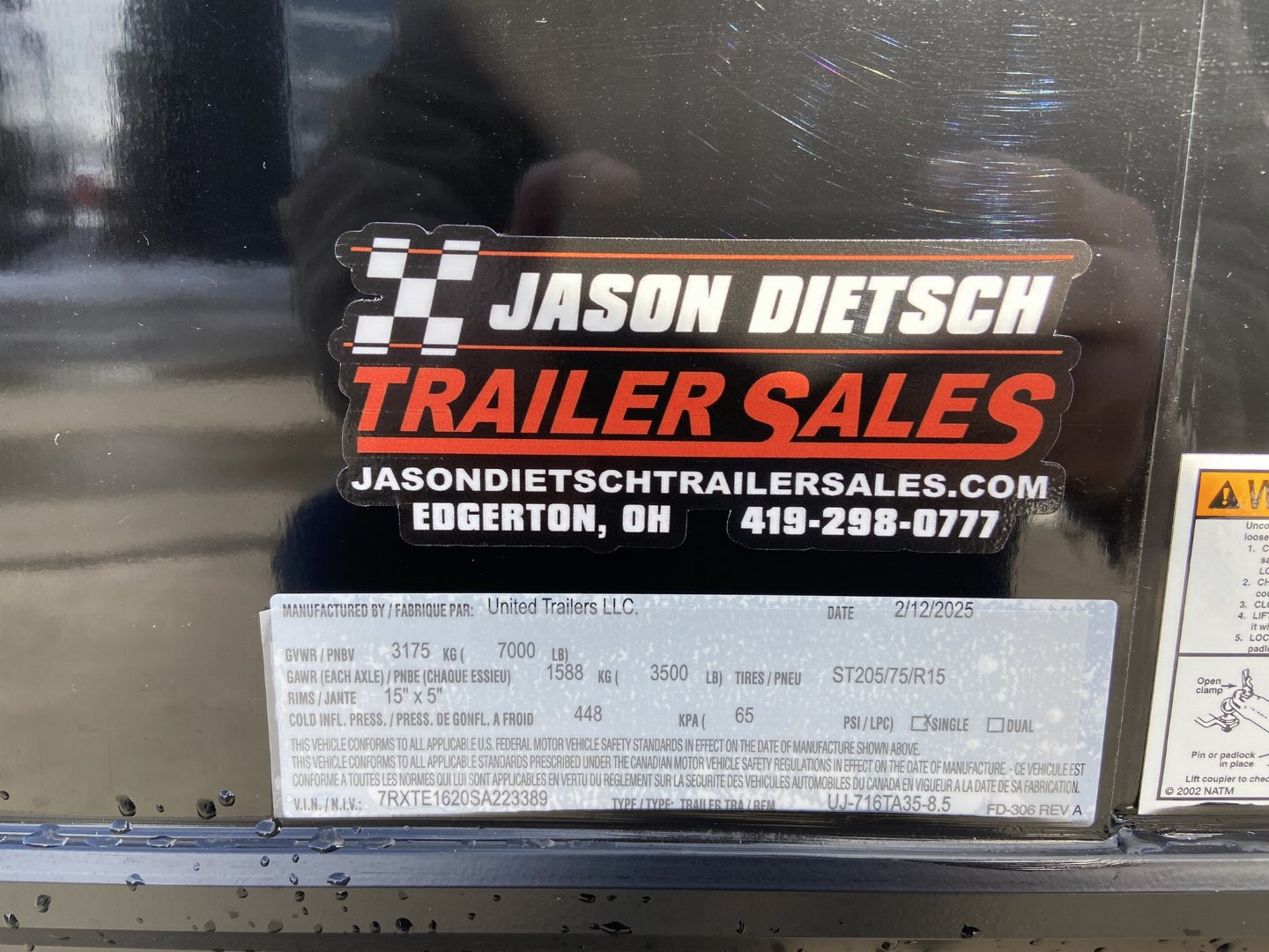 New United UJ 7x16' Enclosed V-Nose Cargo Trailer