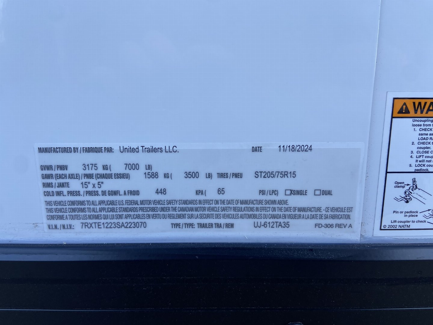 New United UJ 6x12 V-Nose Enclosed Cargo Trailer