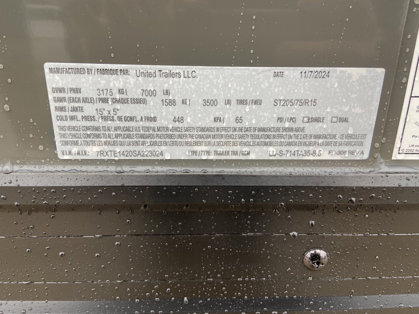 New United UJ-S 7x14 V-Nose Enclosed Cargo Trailer