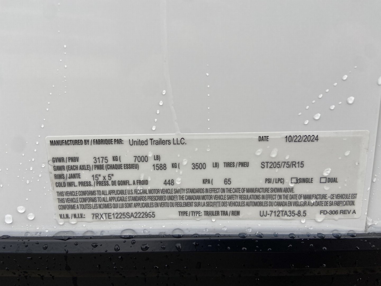 New United UJ 7x12 V-Nose Enclosed Cargo Trailer