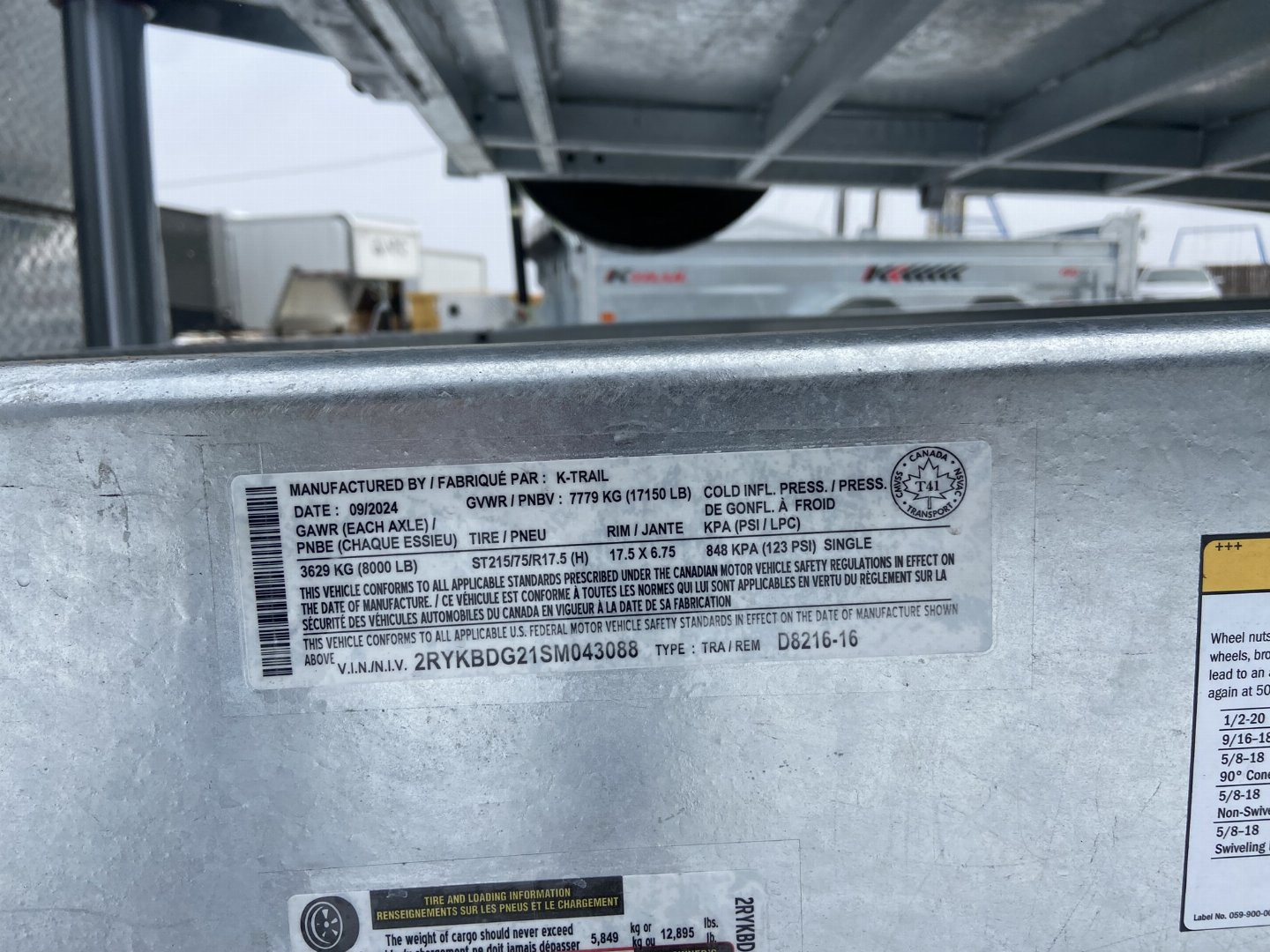 New K-Trail 82"x16' Dump Trailer