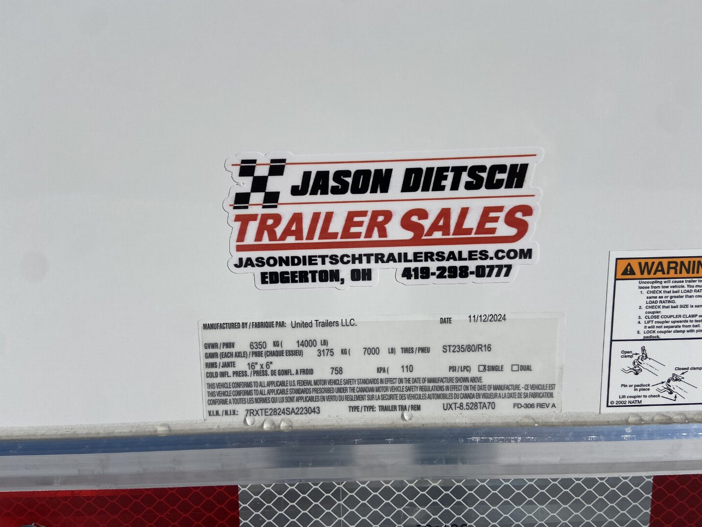 New 28' Racing Trailer - United UXT
