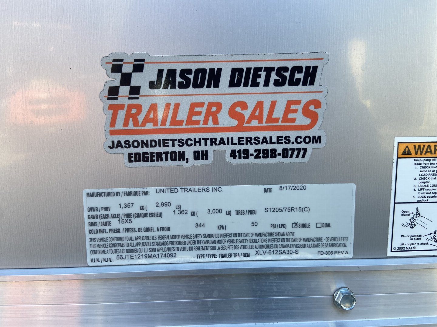 Used United XLV 6x12 Enclosed Cargo Trailer