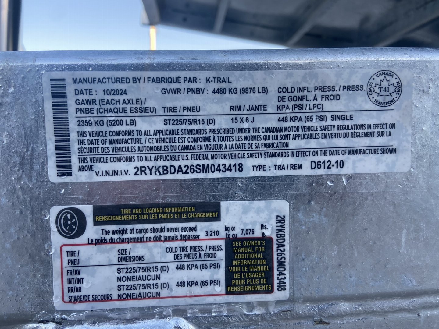 New K-Trail 6x12 Galvanized Dump Trailer