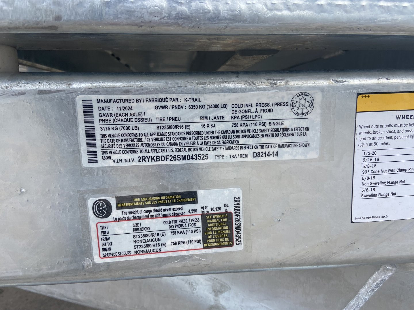 New K-Trail 82"x14' Galvanized Dump Trailer
