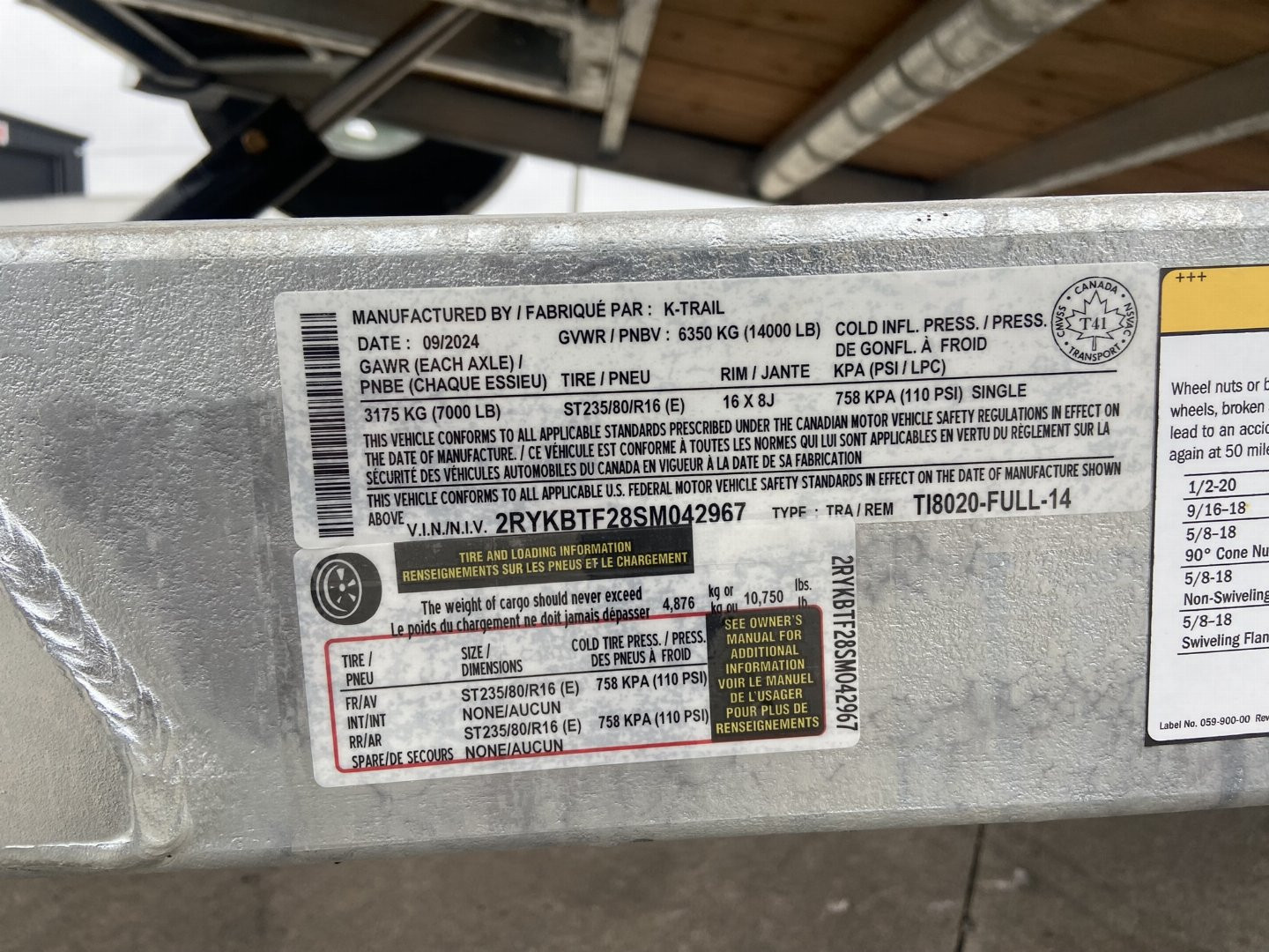 New K-Trail 80"x20' Galvanized Tilt Trailer