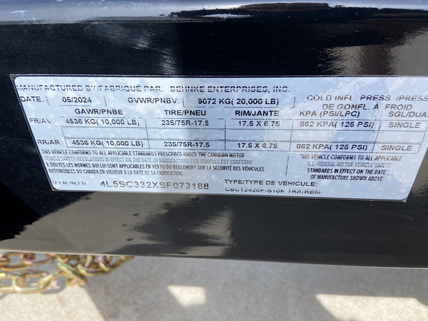 New Behnke 20K Equipment Trailer