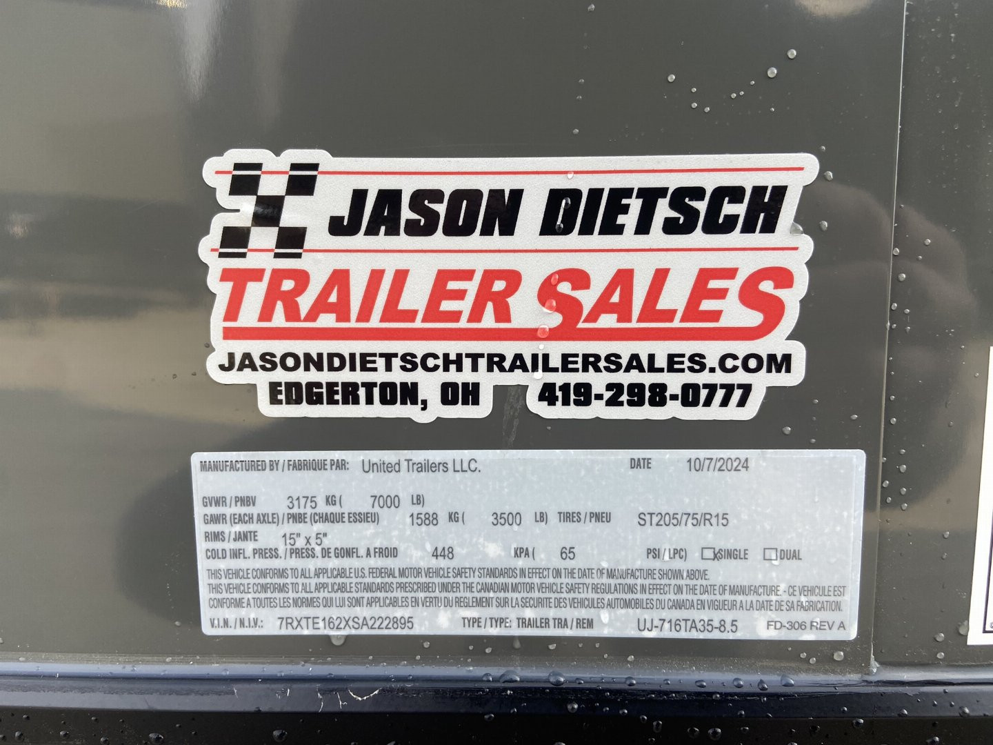 New United UJ 7x16 V-Nose Enclosed Cargo Trailer