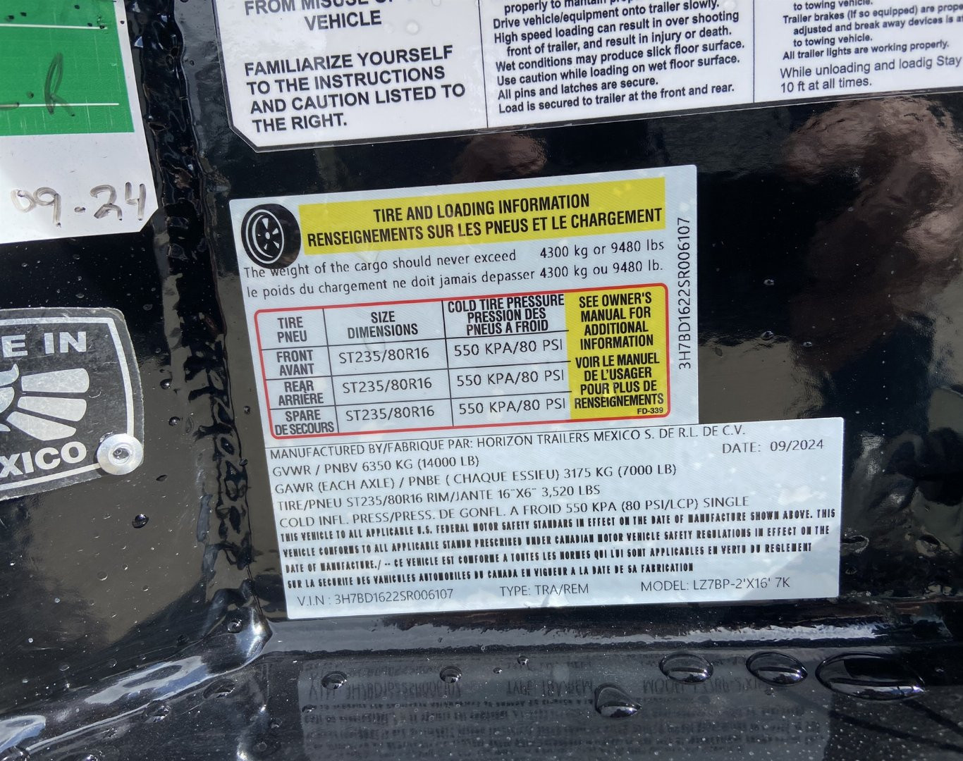 New Horizon 83"x16' Dump Trailer