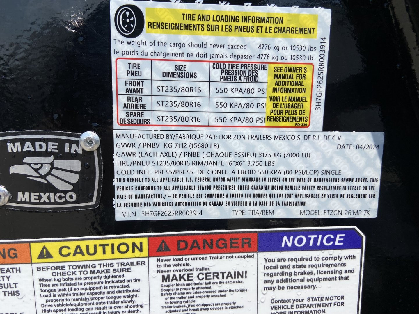 New 2024 HORIZON TRAILERS FTZGN-26' 7K Equipment Trailer