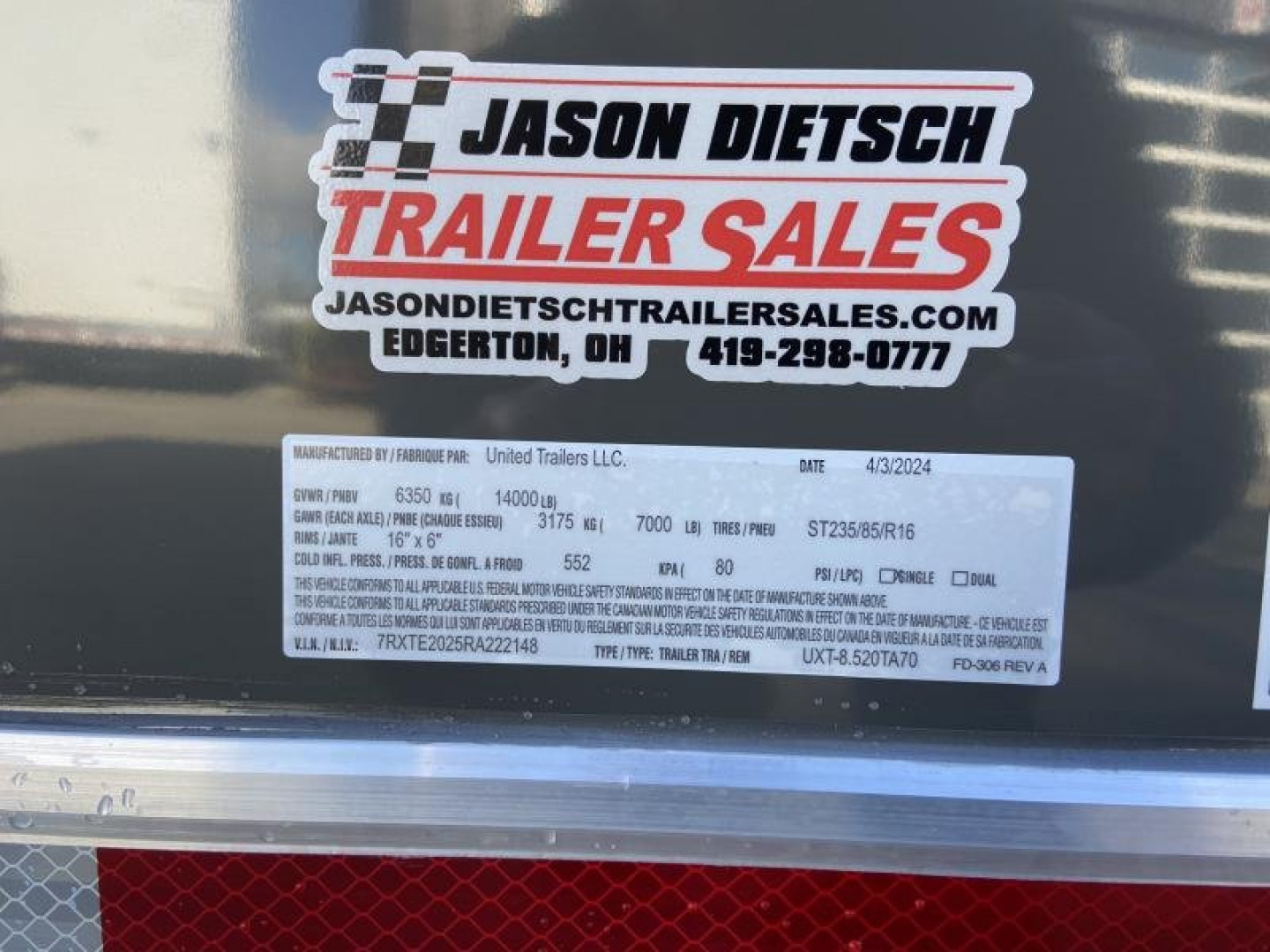 New United UXT 8.5x20 Commercial Cargo Trailer