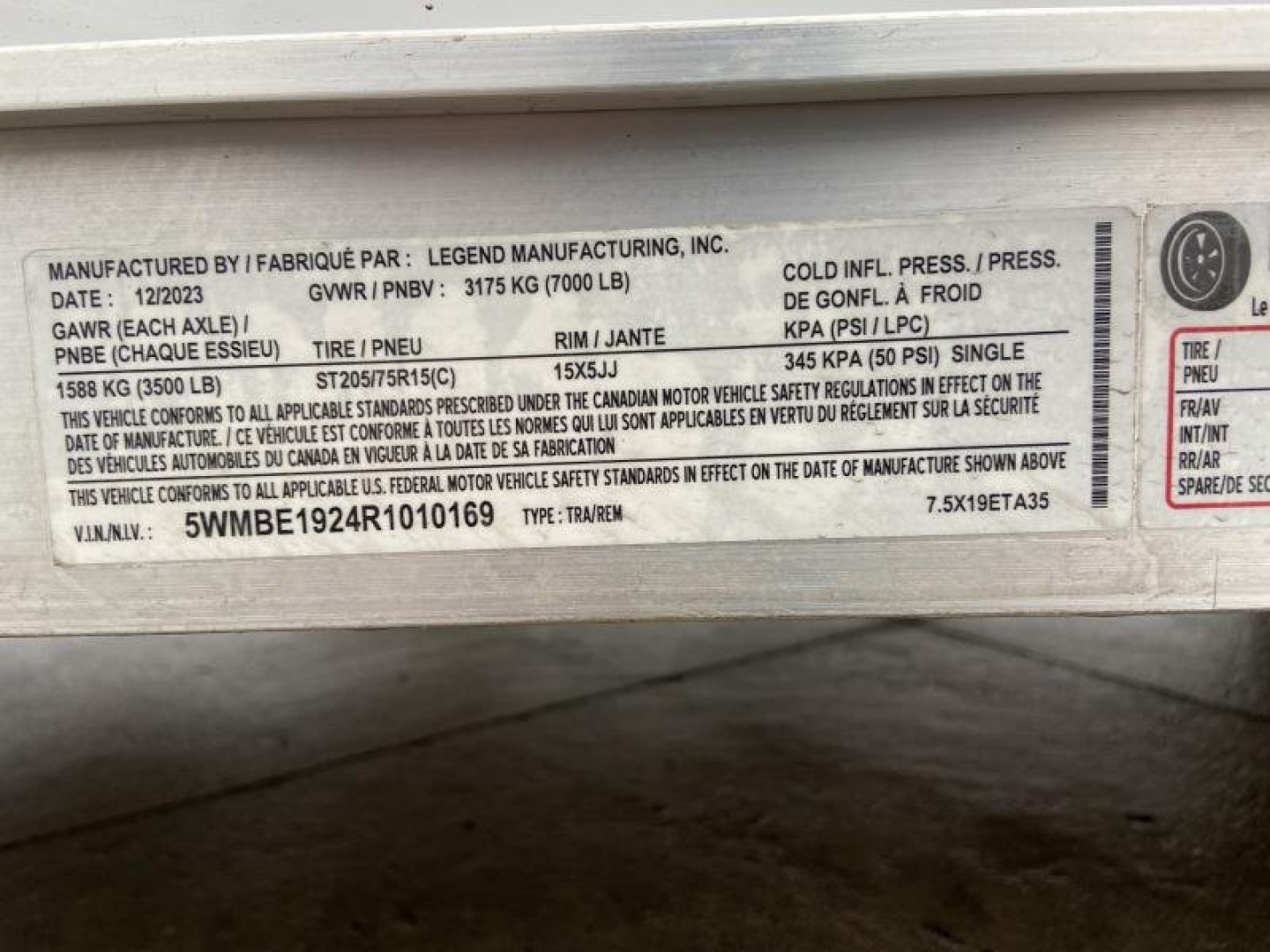 New Legend Explorer 7.5x14+5 V-Nose All Aluminum Snowmobile/All Sport Trailer