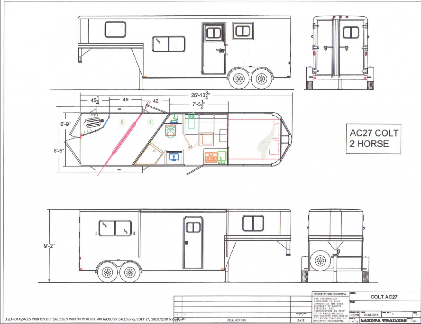 New 2026 Lakota 2H 7' LQ AC27 Horse Trailer