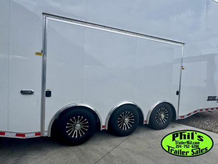 New Haulmark NEW 85X32 ALUMINUM STACKER WITH ESCAPE DOOR ENCLOSED RACE TRAILER Car / Racing Trailer TWO CAR HAULER