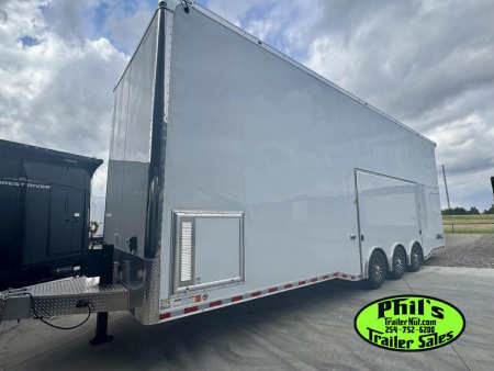 New Haulmark NEW 85X32 ALUMINUM STACKER WITH ESCAPE DOOR ENCLOSED RACE TRAILER Car / Racing Trailer TWO CAR HAULER