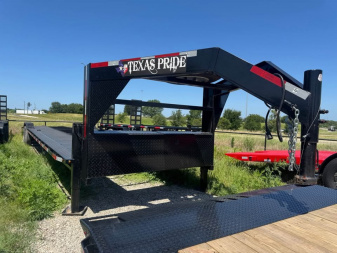 Used 2021 Texas Pride Trailers 102X40 OPEN CAR HAULER 18K GOOSENECK TRAILER Equipment Trailer