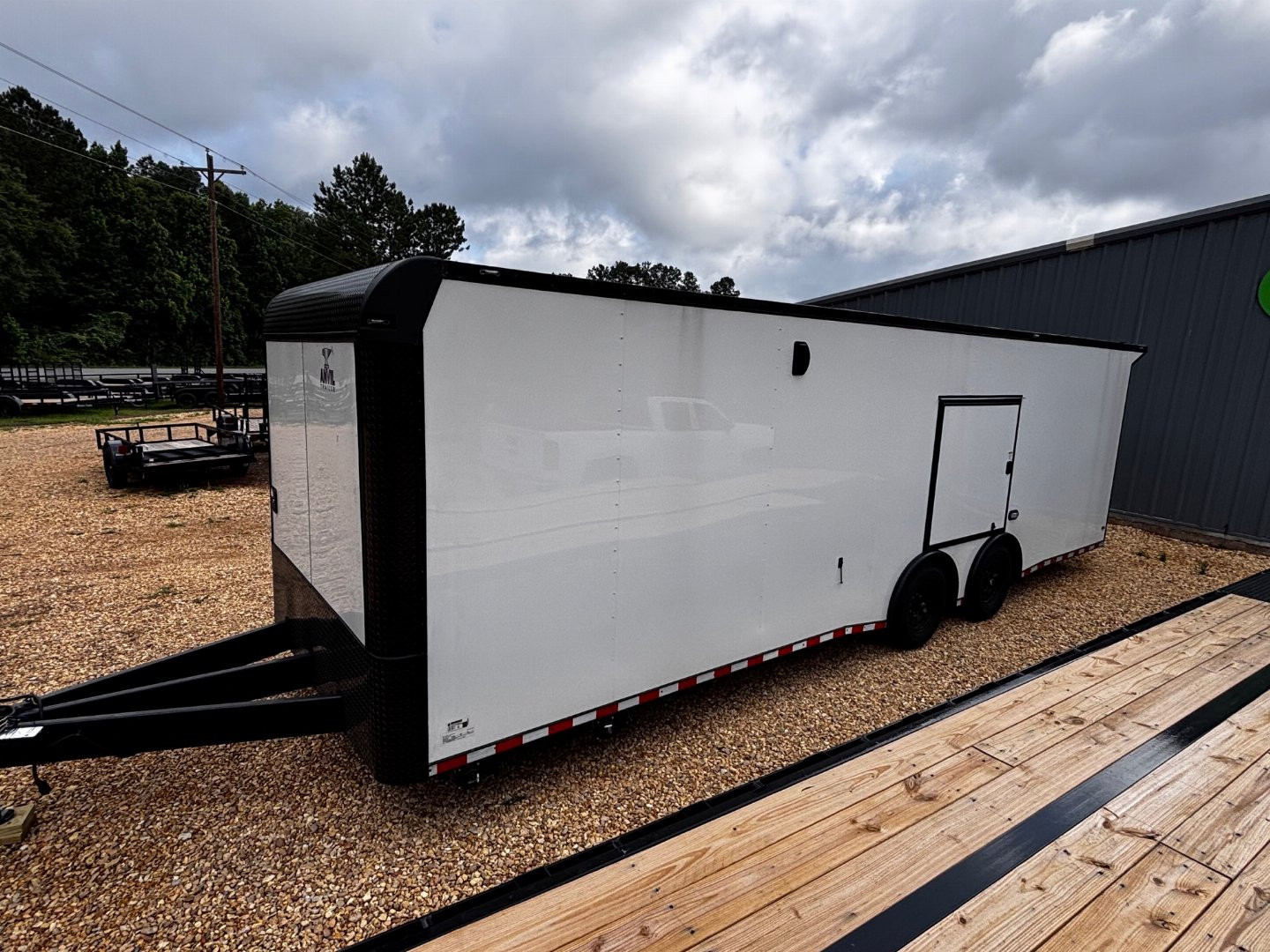 New 2025 Anvil 28' BATHROOM RACE TRAILER -.080 POLYCORE EXTERIOR-7' INTERIOR HEIGHT-BLACKOUT TRIM-ESCAPE DOOR-INSULATED CEILING Car / Racing Trailer