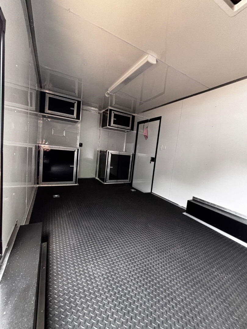 New 2025 Anvil 28' BATHROOM RACE TRAILER -.080 POLYCORE EXTERIOR-7' INTERIOR HEIGHT-BLACKOUT TRIM-ESCAPE DOOR-INSULATED CEILING Car / Racing Trailer