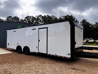 New 2025 Anvil 28' BATHROOM RACE TRAILER -.080 POLYCORE EXTERIOR-7' INTERIOR HEIGHT-BLACKOUT TRIM-ESCAPE DOOR-INSULATED CEILING Car / Racing Trailer