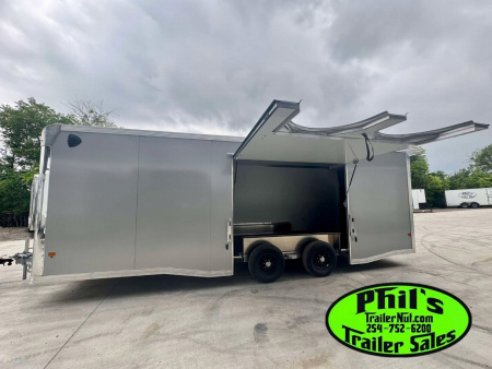 New 2026 E-Z Hauler 24' ALL ALUMINUM CAR HAULER LARGE ESCAPE DOOR FINISHED OUT Car / Racing Trailer