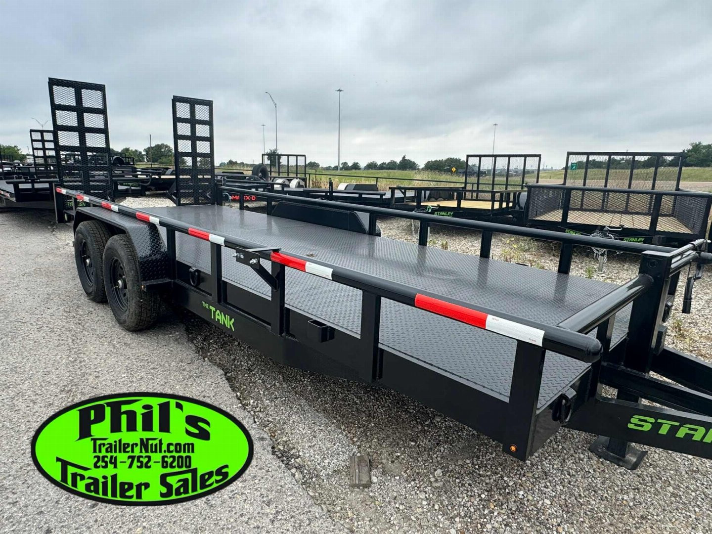New STANLEY TRAILERS EQUIPMNT TRAILER 83X24 14K STEEL FLOOR Equipment Trailer 14K UTILITY TRAILER STAND UP RAMPS PIPE TOP