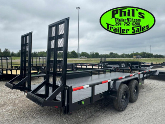New STANLEY TRAILERS EQUIPMNT TRAILER 83X24 14K STEEL FLOOR Equipment Trailer 14K UTILITY TRAILER STAND UP RAMPS PIPE TOP