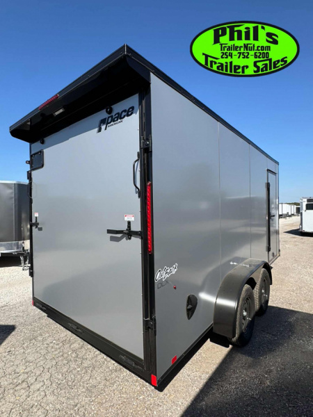 New Pace American 7X16 Cargo / Enclosed Trailer .080 SCREWLESS EXTERIOR GREAT FOR GRAPHICS! REAR WING!!