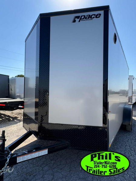 New Pace American 7X16 Cargo / Enclosed Trailer .080 SCREWLESS EXTERIOR GREAT FOR GRAPHICS! REAR WING!!