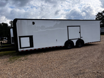 New 2025 8.5X28' RACE TRAILER-ESCAPE DOOR-BLACK OUT TRIM-7' INTERIOR-ELECTRIC JACK-WING-LOADING LIGHTS-GEN COMPARTMENT-MUCH MORE Car / Racing Trailer