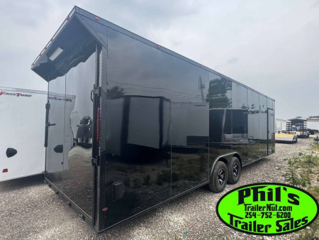 New 2025 8.5X28 CAR HAULER WITH ESCAPE DOOR Cargo / Enclosed Trailer REAR WING