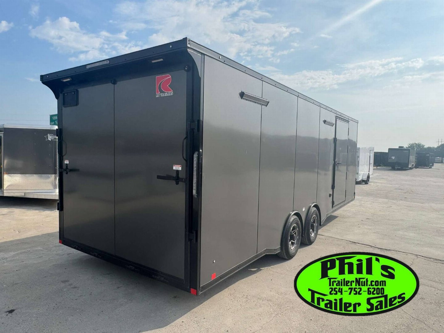 New 2025 RC Trailers 8.5X24 Car / Racing Trailer FULL ESCAPE DOOR WITH REMOVABLE FENDER TORSION AXLES