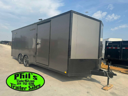 New 2025 RC Trailers 8.5X24 Car / Racing Trailer FULL ESCAPE DOOR WITH REMOVABLE FENDER TORSION AXLES