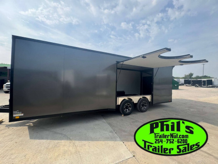 New 2025 RC Trailers 8.5X24 Car / Racing Trailer FULL ESCAPE DOOR WITH REMOVABLE FENDER TORSION AXLES