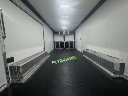 New 2025 RC Trailers 8.5X24 Car / Racing Trailer FULL ESCAPE DOOR WITH REMOVABLE FENDER TORSION AXLES
