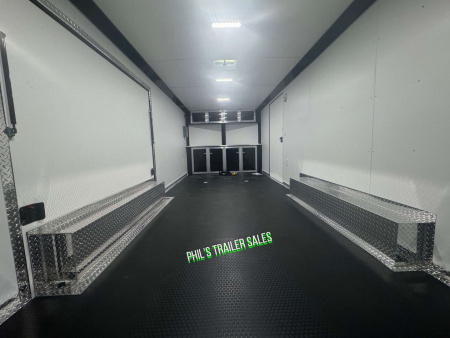 New 2025 RC Trailers 8.5X24 Car / Racing Trailer FULL ESCAPE DOOR WITH REMOVABLE FENDER TORSION AXLES