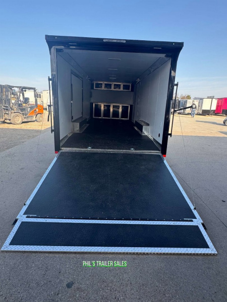 New 2025 RC Trailers 8.5X24 Car / Racing Trailer FULL ESCAPE DOOR WITH REMOVABLE FENDER TORSION AXLES