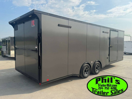 New 2025 RC Trailers 8.5X24 Car / Racing Trailer FULL ESCAPE DOOR WITH REMOVABLE FENDER TORSION AXLES