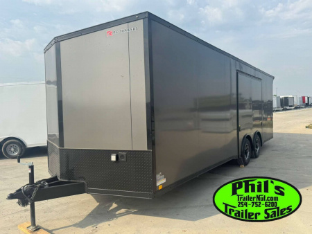 New 2025 RC Trailers 8.5X24 Car / Racing Trailer FULL ESCAPE DOOR WITH REMOVABLE FENDER TORSION AXLES