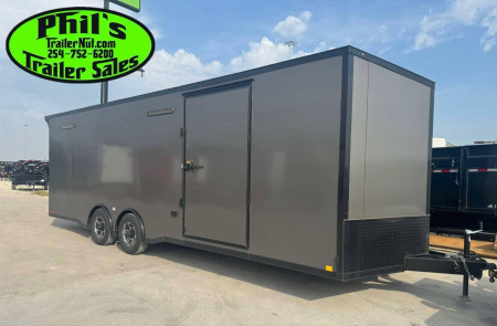 New 2025 RC Trailers 8.5X24 Car / Racing Trailer FULL ESCAPE DOOR WITH REMOVABLE FENDER TORSION AXLES