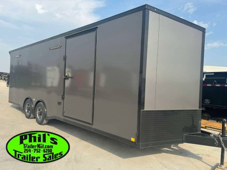 New 2025 RC Trailers 8.5X24 Car / Racing Trailer FULL ESCAPE DOOR WITH REMOVABLE FENDER TORSION AXLES