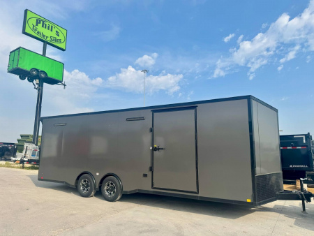 New 2025 RC Trailers 8.5X24 Car / Racing Trailer FULL ESCAPE DOOR WITH REMOVABLE FENDER TORSION AXLES