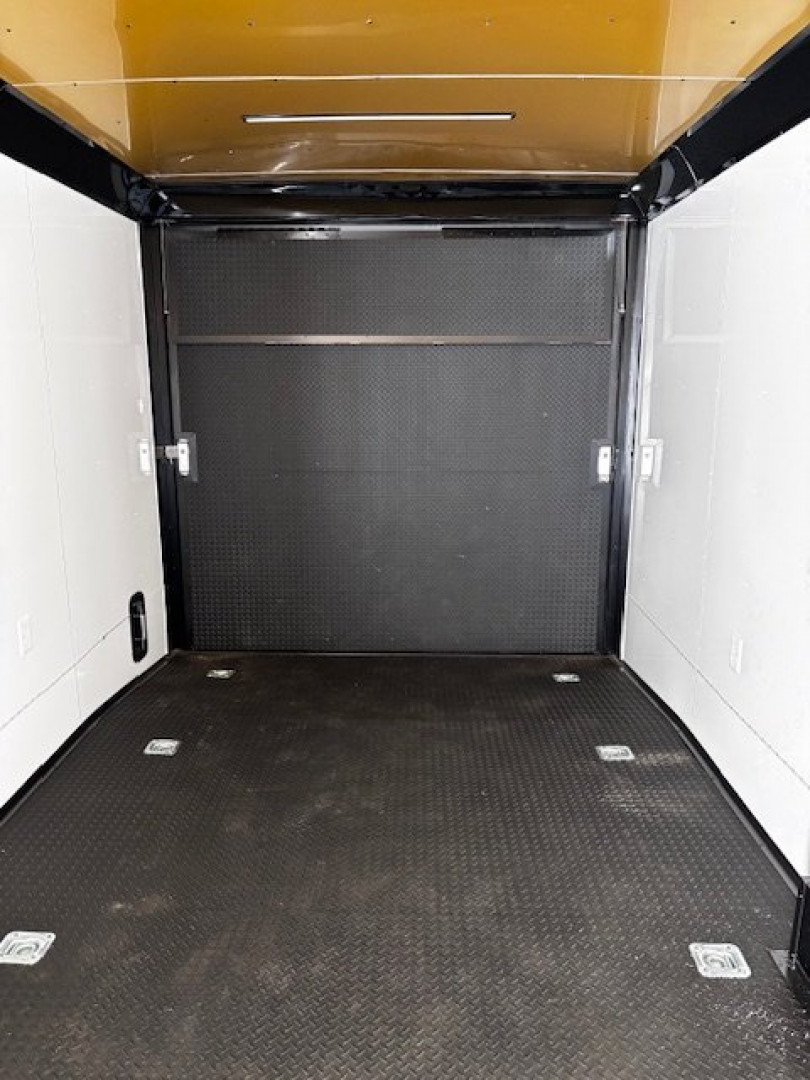 New 2025 8.5X28 RACE TRAILER-ESC DOOR-90" INTERIOR HEIGHT-CABINETS-A/C-SPIDER MAG WHEELS-REAR WING-BLACKOUT TRIM-MUCH MORE Car / Racing Trailer