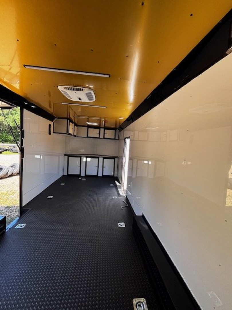 New 2025 8.5X28 RACE TRAILER-ESC DOOR-90" INTERIOR HEIGHT-CABINETS-A/C-SPIDER MAG WHEELS-REAR WING-BLACKOUT TRIM-MUCH MORE Car / Racing Trailer