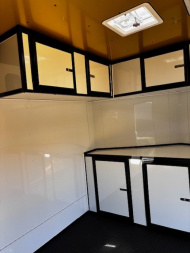 New 2025 8.5X28 RACE TRAILER-ESC DOOR-90" INTERIOR HEIGHT-CABINETS-A/C-SPIDER MAG WHEELS-REAR WING-BLACKOUT TRIM-MUCH MORE Car / Racing Trailer