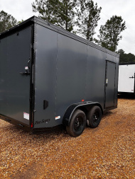 New 2025 7X14 TANDEM AXLE-84  INTERIOR-BLACKOUT TRIM-D-RINGS-16  CENTERS-1 PIECE ROOF Cargo / Enclosed Trailer
