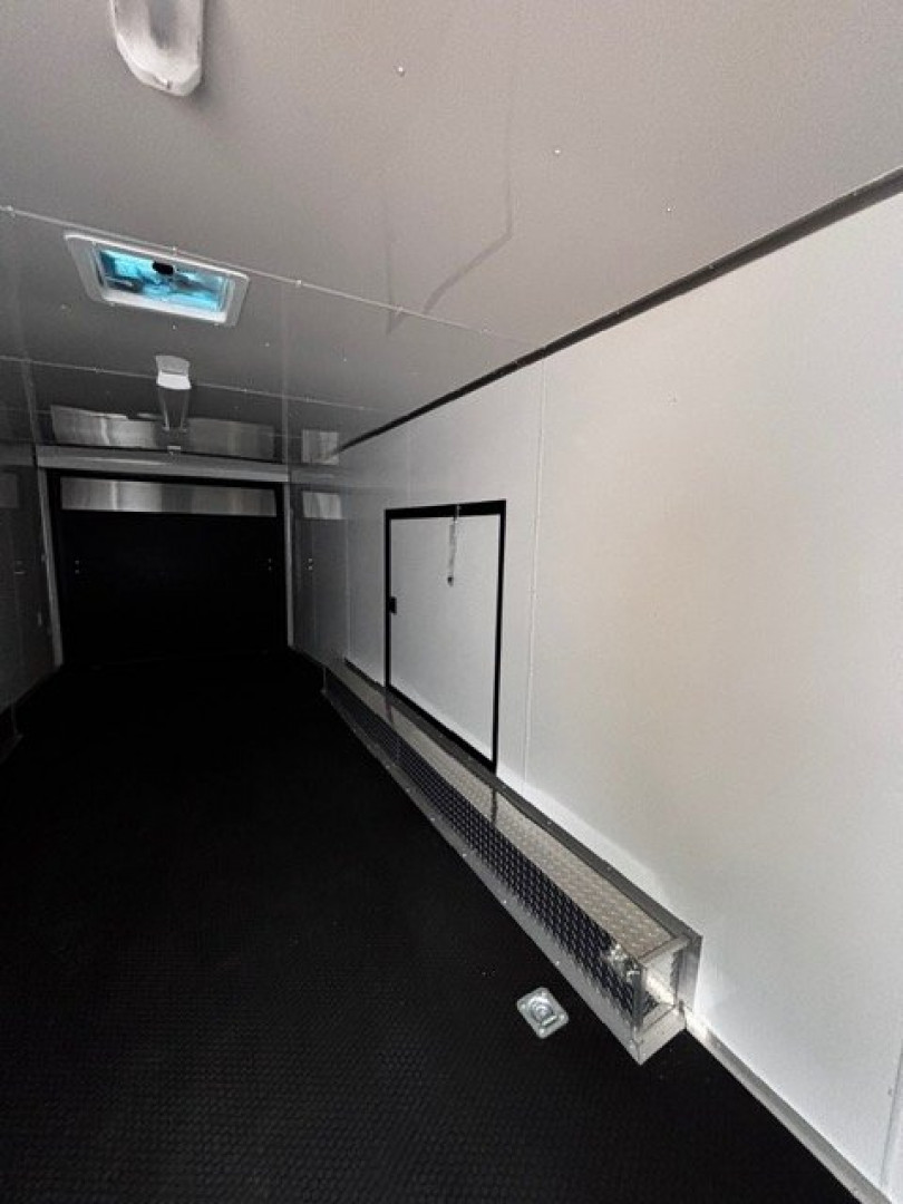 New 2025 8.5X34' BATHROOM RACE TRAILER -BLACKOUT TRIM-ESCAPE DOOR-TRIPLE AXLE-7' INTERIOR HEIGHT-CABINETS Car / Racing Trailer