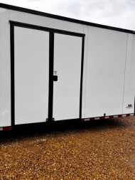 New 2025 8.5X34' BATHROOM RACE TRAILER -BLACKOUT TRIM-ESCAPE DOOR-TRIPLE AXLE-7' INTERIOR HEIGHT-CABINETS Car / Racing Trailer